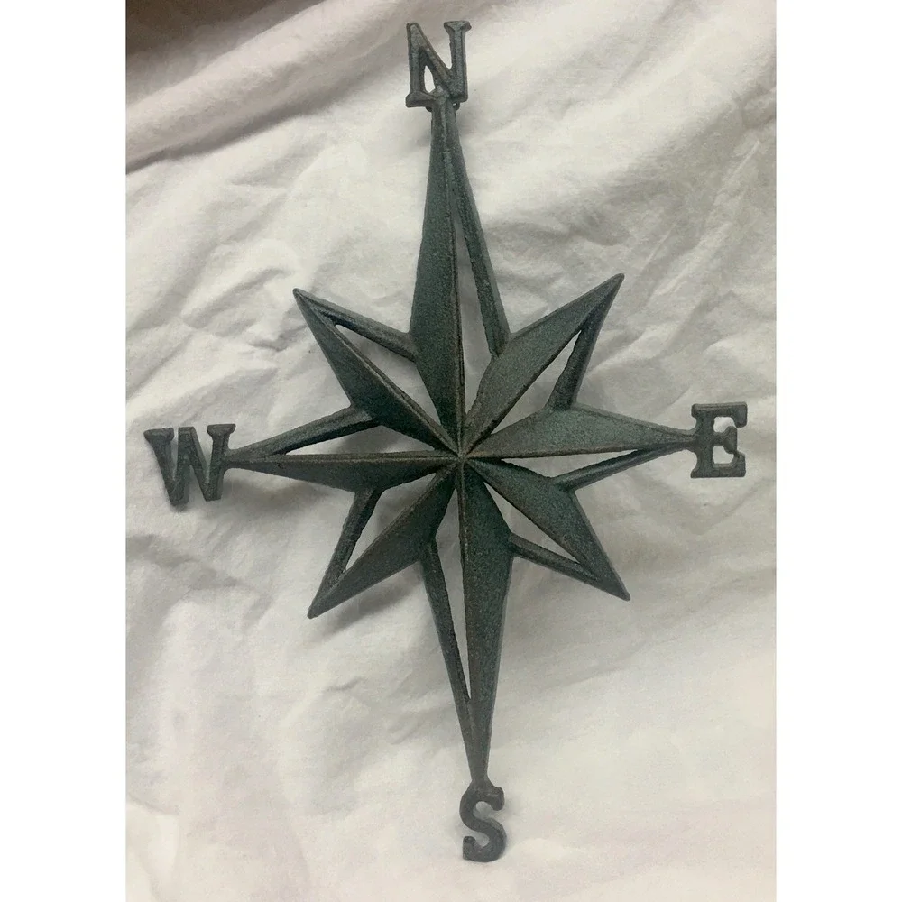 Iron Metal Mariner's Compass Rose Star Wall Decor Nautical Hanging Decor 15